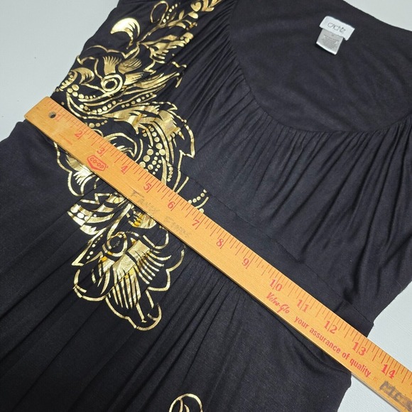 Cache Dress Womens Medium Black Mini Gold Floral Goth Y2K Retro Fairy Grunge - Picture 8 of 10